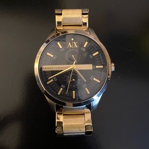 Men's Armani gold watch black face